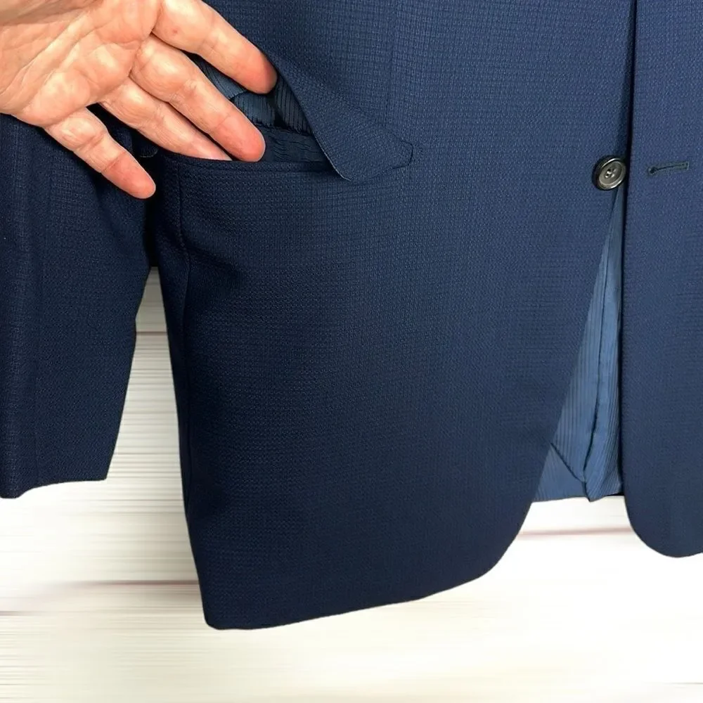 Pal Zileri Wool Blue Suit Jacket Blazer 3 Button Front Double Vented Italy 42L